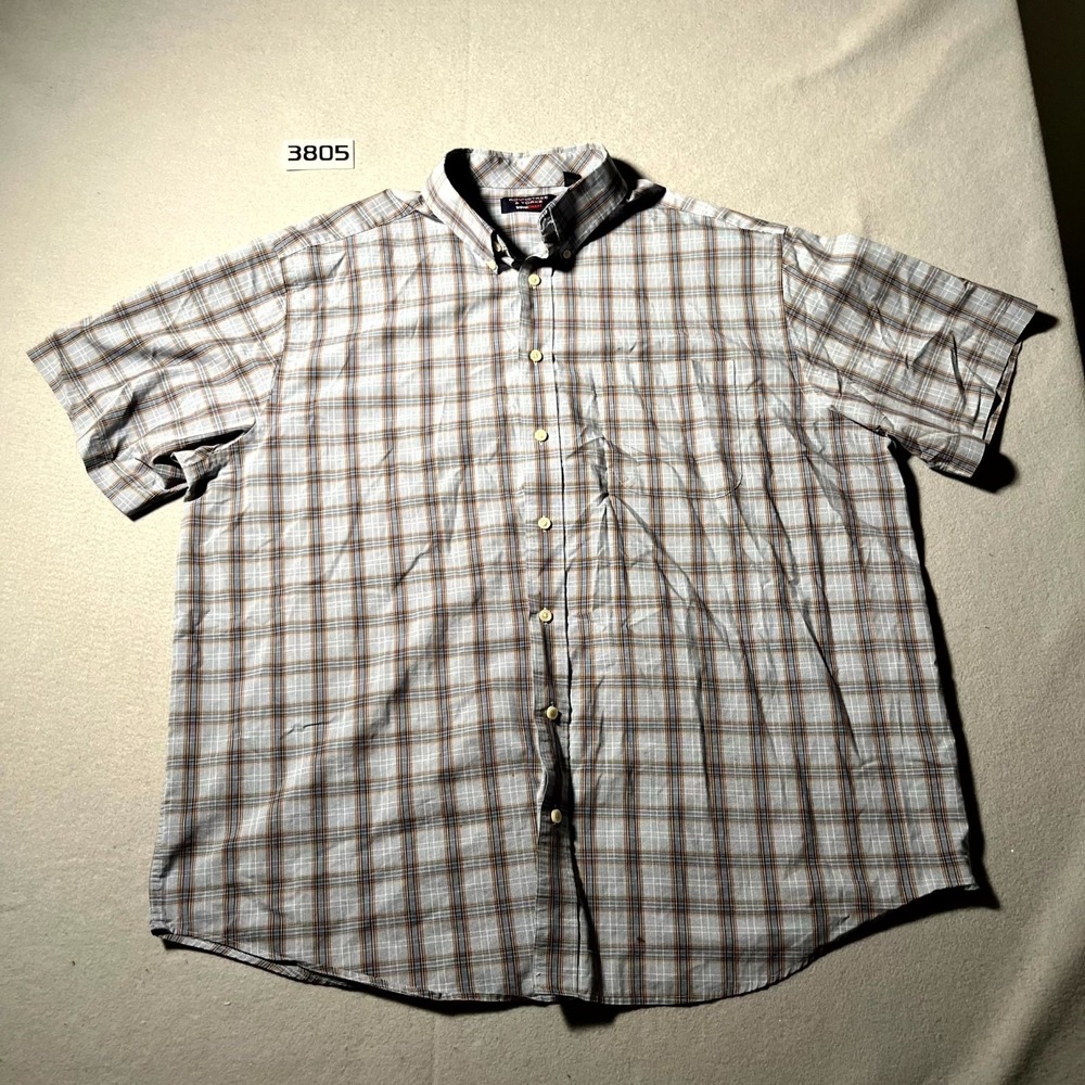 Roundtree & Yorke Travel Smart Shirt 2XB Mens Plaid‎ Wrinkle Free Button Down